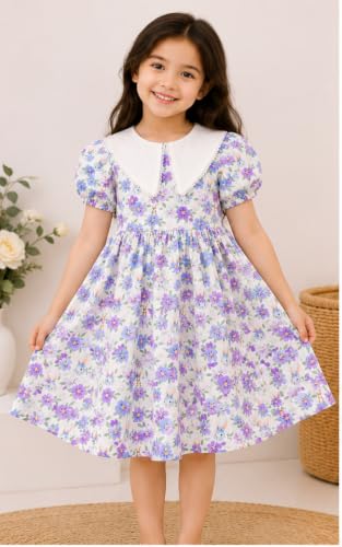 Image of TAGAS Girls Floral Frock Dress with Bow | Sleeveless Princess Dress with Front Pockets | Elegant Birthday, Wedding Dress for Girls