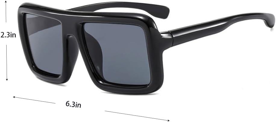 VIGUEUR Thick Square Frame Glasses - Oversized Black Glasses Dark-Colored Lens for Women, Men image 2 of 4 B0DK76Q5JZ