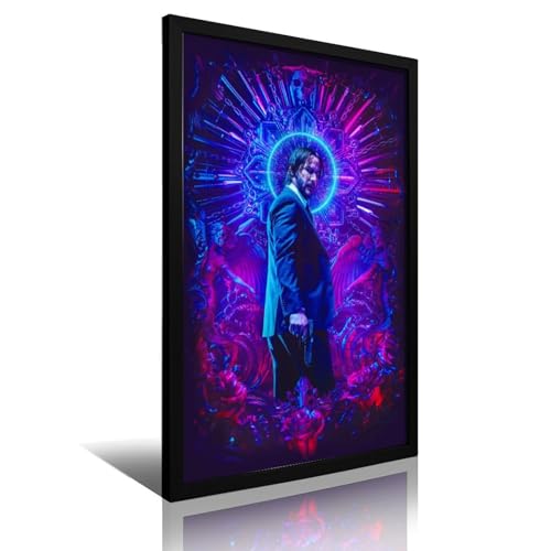 Zeitwa John Wick - Póster de 3 películas de arte clave en lienzo para pared, enmarcado y listo para colgar, 20 x 30 cm