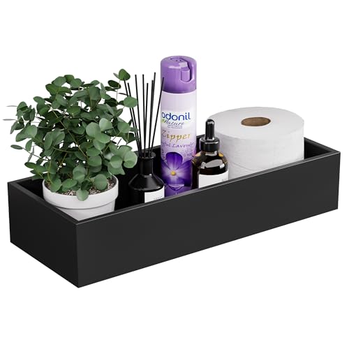 ZHWS Toilet Paper Basket, Bathroom Basket for Counter Toiletires Decor Towel TP, Back of Toilet Organizer Storage, Guest Toilet Tank Tray, Vanity Tray for Perfume Makeup Kitchen 15"x6"x3" Black by ZHWS - Used condition - US$19.65