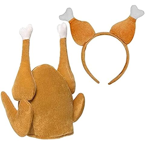 Asekonc Plush Thanksgiving Day Roasted Turkey Hat and Thanksgiving Drumstick Combo for Thanksgiving Day Birthday Party Favor Supplies Cover