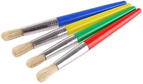 DIYASY 4 Pcs Kids No Spill Paint Cups and 4 Round Paint Brushes 4 Colors Spill Proof Paint Cups for Children' Art Class and Home. - Image 3