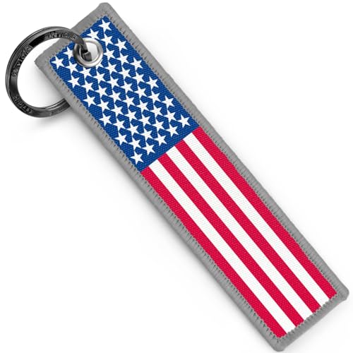 Image of KEYTAILS Keychains, Premium Quality USA Flag Key Tag for Auto, Motorcycle, Backpacks, Gift