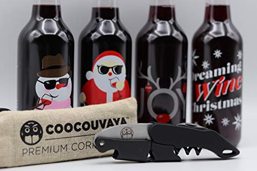 Coocouvaya Wise Products Premium Professional Corkscrew Wine Bottle Opener Black Edition For Wine Lovers, Sommeliers, Waiters And Bartenders . Eco Friendly Pouch And Packaging.(1 Pack) #TOP7