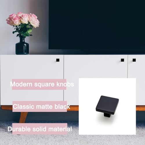 Aibeli 10 Pack Matte Black Cabinet Knobs Square Cabinet Knobs Black Drawer Knobs Cupboard Knobs Solid Kitchen Cabinet Knobs Black by Aibeli - Used condition - Image 6