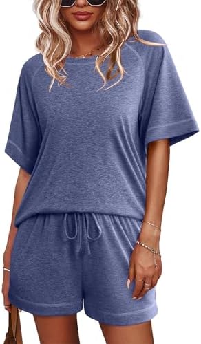 Ekouaer Womens Pajama Sets Short Sleeve Tops and Shorts Lounge Set 2 Piece Soft Pjs Sleepwear