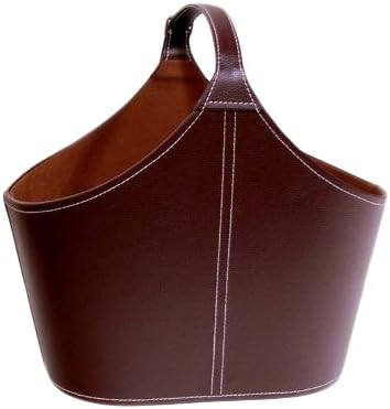 The Lucky Clover Trading Faux Leather Tote Basket with Buckle, Brown