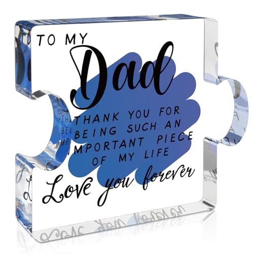 Father's Day Gifts from Daughter Son, Dad Birthday Gift, Gift for Best Dads Ever, Happy Birthday Ideas for Daddy Papa Presents, Father's Day Gifts,Unique Dad's Acrylic Block Puzzle Cool Present