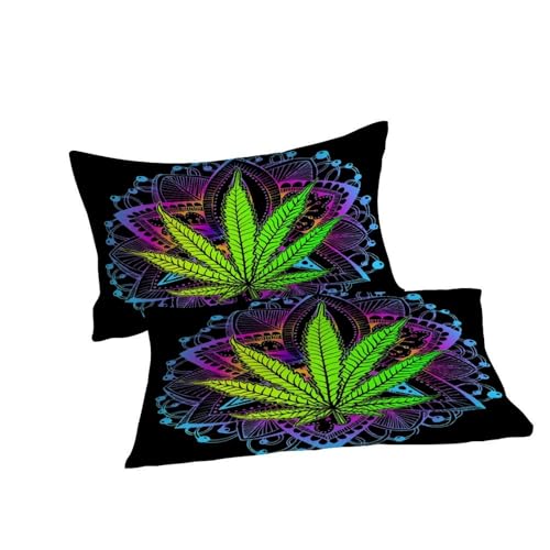 Housse de couette 2 pièces avec fermeture éclair anti-glissement palm leaves