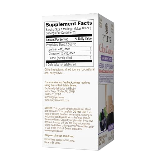 Hyleys Colon Cleanse Tea Acai Berry Flavor - 25 Tea Bags (1 Pack)