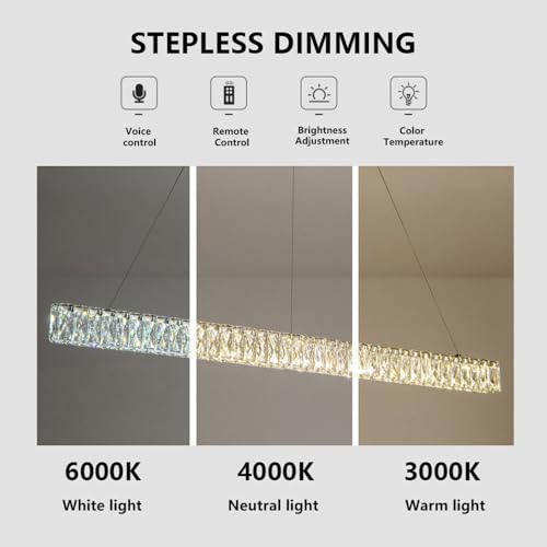 Lampe suspendue à led à intensité variable lustre en cristal moderne réglable - 5