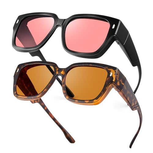 Image of Fluorescent-41 Rose Tinted Fit Over Blue Light Blocking Glasses for Migraine, Light Sensitivity, Photophobia JF7202