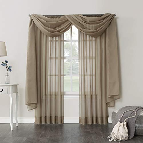 No. 918 Emily Sheer Voile Rod Pocket Curtain Panel, 59" X 84", Taupe #TOP3