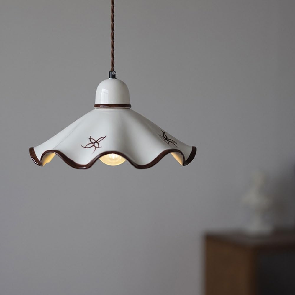 Ceramic Light, Nordic White E27 Hanging Lamp, 1-Light Lights Kitchen Island Lighting, Modern Suspension Lamps for Dining Table Bedroom Chaner(B) (A)/B