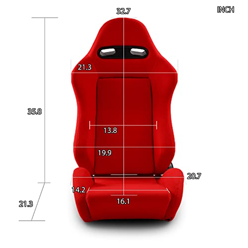 Modifystreet Universal Classic Plain Red Pvc Reclinable Racing Seats Pair #TOP1