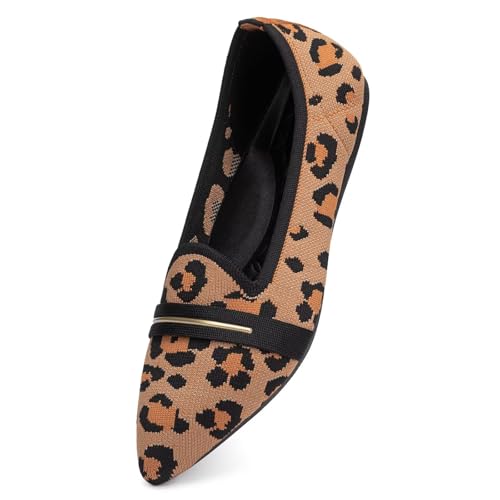 Image of Frank Mully Women's Casual Loafer Flats Slip On Loafer Shoes Comfortable Knit Flat Shoes Classics Pointy Toe Loafer Flats,for Work,Travel