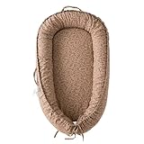 CooCooBaby Infant Lounger, Baby Nest Cover for Baby Girls & Boys, Newborn Essentials for Baby 0-12 Months, 100% Cotton Breathable, Co Sleeper Portable Travel Bed (BrownBlossom_Muslin)