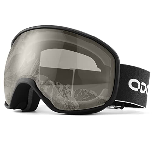 Odoland Snow Ski Goggles S2 Double Lens Anti-Fog Otg Windproof Uv400 Eyewear For Men, Women And Youth-Skiing Snowboarding, Black Frame Gray Lens Vlt 30% #TOP20