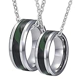 Gualiy Collar con colgante de tungsteno, collar colgante anillo de 8 mm plata anillo con verde modelo colgante, No es una piedra preciosa