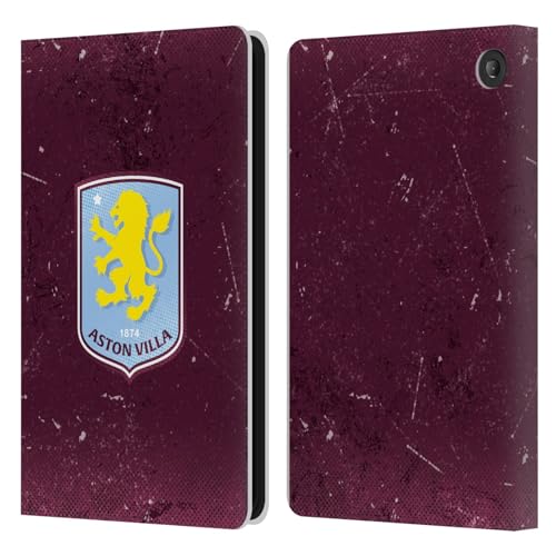 Licenza Ufficiale Aston Villa Football Club Effetto Usurato Design con Stemma 2024 Custodia Cover pelle a Portafoglio Compatibile con Amazon Fire 7 2022
