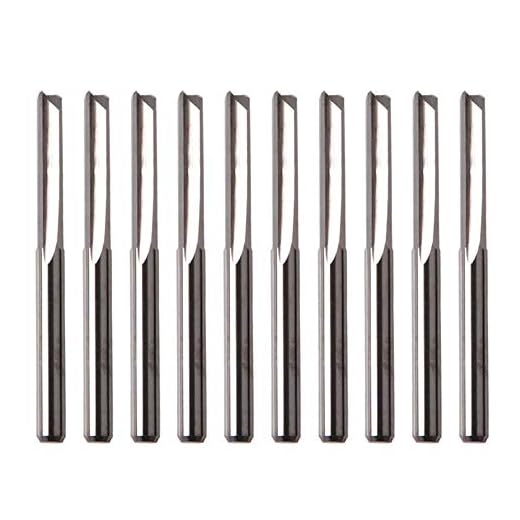 10 Piezas Dos Flautas Recto Fresa, Fresado Bits Dobles Flautas Rectas, Molino de Extremo del Carburo,para Máquina de Grabado de Carpintería, Máquina de Grabado CNC
