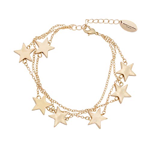 Preisvergleich Produktbild Caramel Jewellery London Cascading Star Dreischicht-Charm-Armband 18ct vergoldet 20cm