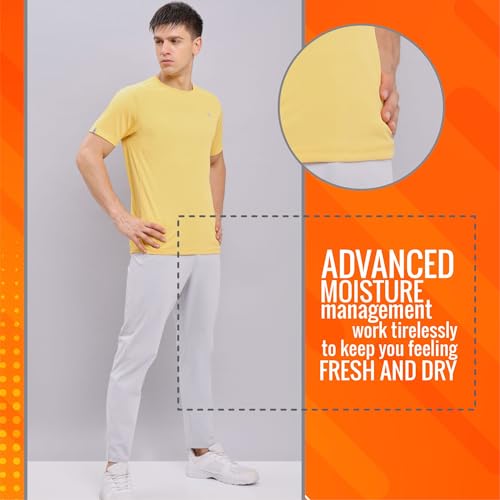 Image of TECHNOSPORT Men's Slim Fit Polyester Activewear Sports T-Shirt with Moisture-Wicking Comfort for Workout, Running & Gym