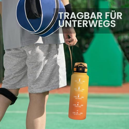 Sportflasche 1,5L, Auslaufsicher Trinkflasche mit Strohhalm, Wasserflasche Kohlensäure Geeignet… – Ansicht 3