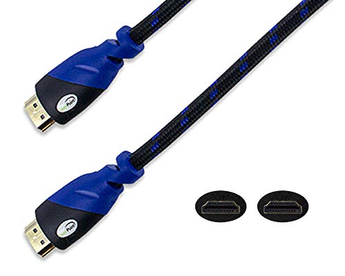 NavePoint HDMI 1.4 Male to Male Cable Black 30 Ft Woven Black Blue