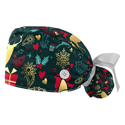 Chapeaux bouffants de Noël JDEZ en tissu respirant avec liens de serrage arrières