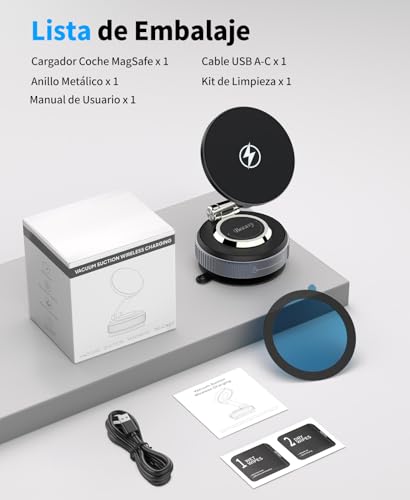 Beeasy para Magsafe Cargador Inalámbrico Coche 15W Carga Rápida, Magnetico Soporte Móvil Coche con Ventosa, Salpicadero Soporte Telefono 360° Rotación para iPhone 17/16/15/14/13/12 Pro MAX, Negro - imagen 9