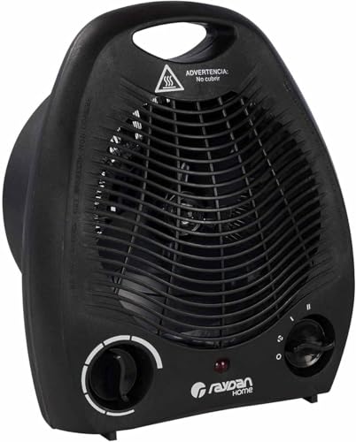 Calefactor Eléctrico 2000W, Calentador de Baño, Cocina y Habitación, Ideal para Superficies de hasta 20 25m², 3 Velocidades y Termostato Ajustable (NEGRO 26046 Aire)