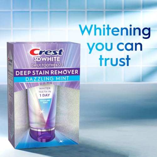 Crest 3DWhite Deep Stain Remover Dazzling Mint Toothpaste, 2.1 oz (Pack of 1), Whiter Teeth in 1 Day, Enamel Safe Fluoride Toothpaste for Fast Stain Removal and Prevention - image 8