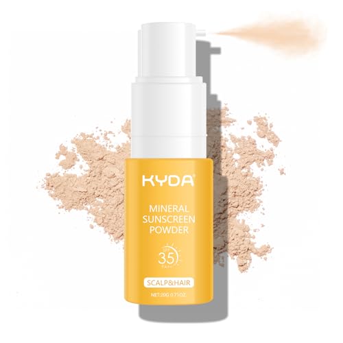KYDA Mineral Sunscreen Powder, for Scalp & Hair, SPF 35 PA++, Scalp Sunscreen Powder, Broad Spectrum UV Protection, Lightweight, No-Greasy, 0.71 Oz.