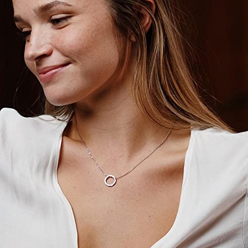 Ava Riley Dainty Necklace for Women,14K Real Silver Simple Necklace for Women, Pearl Lock Bar Karma Circle Trendy Choker Jewelry3