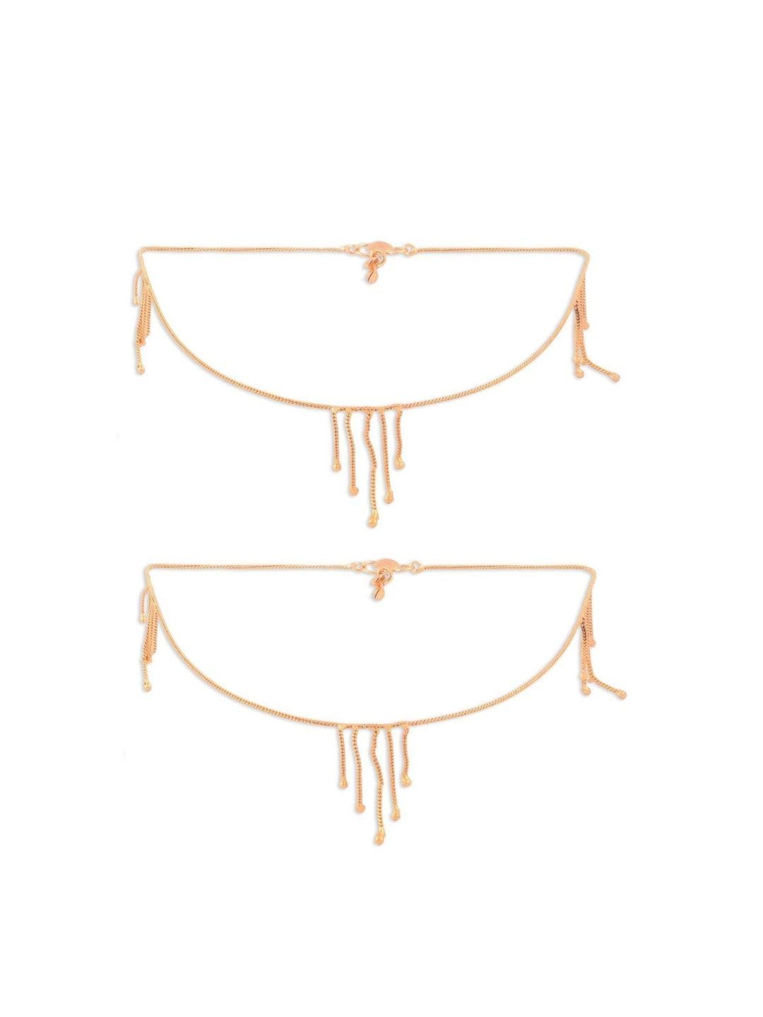 Efulgenz Indian Anklets with Bell Charms Antique Gold Tone Boho Gothic Vintage Rhinestone Ankle Bracelet Pair Anklet Set Payal Beach Barefoot Feet Jewelry for Women