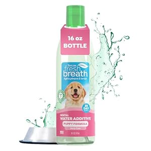 TropiClean Fresh Breath Water Additive for Puppies, Teeth Cleaning and Breath Freshener Solution, No Toothpaste or Toothbrush Required, 16oz.
