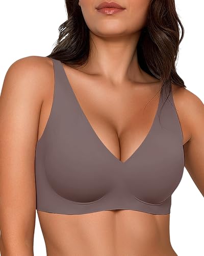 Gailife Deep V Bras for Women No Underwire Wireless Push Up Bra Seamless Plunge Bralette Comfort Supportive Bra Full Coverage -GR,S Grey