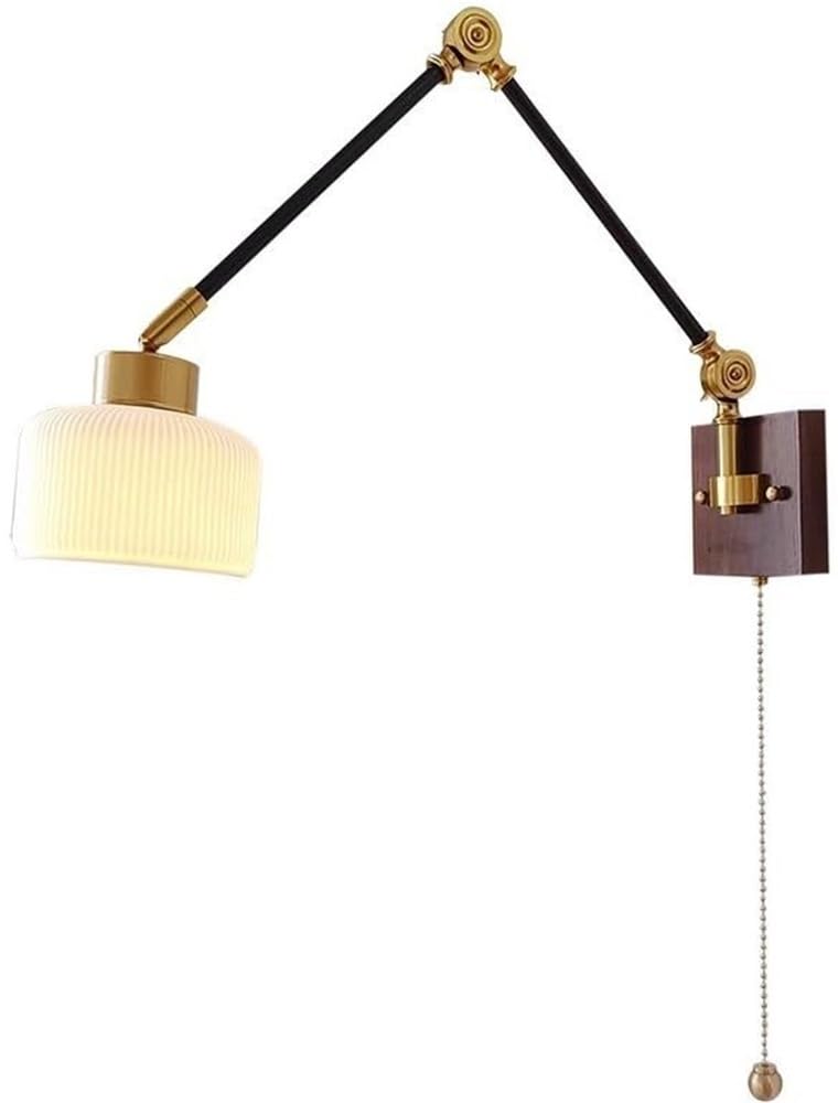 Mid Century Vintage Swing Arm Wall Sconce Milk Ceramics Shade Wall Light