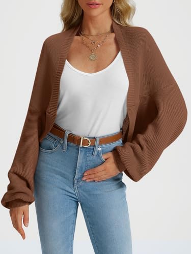 LILLUSORY Bolero Shrug Cardigan Sweater Fall Batwing Long Sleeve Cropped Open Front Knitted Sweaters2