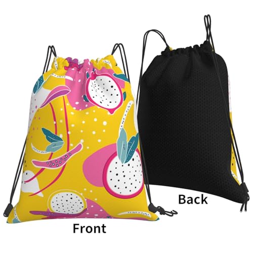 fruit Pitaya Drawstring Backpack Gym Bag Waterproof Draw String Cinch Bags for Sports Yoga Swimming Travel Beach3