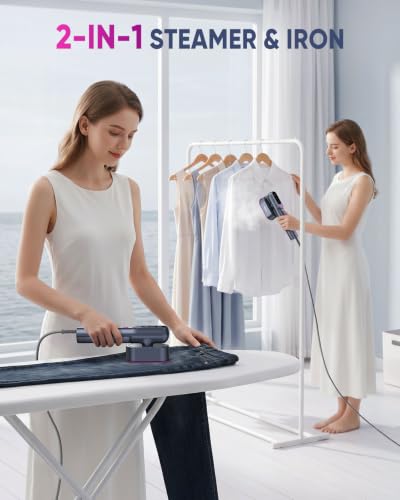 Travel Steamer for Clothes,100-240V Travel Steamer & Iron 2 in 1 with Fast Heat-Up,1200W Portable Handheld Garment Steamer,Travel Size,Large Heat Panel,Fabric Quick Wrinkle Remover for Global & Europe - image 4