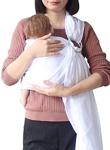 Vlokup Baby Ring Sling Baby Wrap Carrier - Extra Soft Linen Baby Sling for Newborn, Infant, Toddlers, and Kids - Lightweight Breathable - Best Shower Gift for Boys or Girls, White