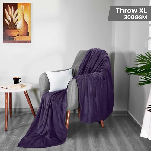 Image of Utopia Bedding Fleece Blanket Throw XL Size Purple 300GSM Luxury Anti-Static Fuzzy Soft Microfiber Blanket for Couch, Sofa and Bed (50x70 Inch)