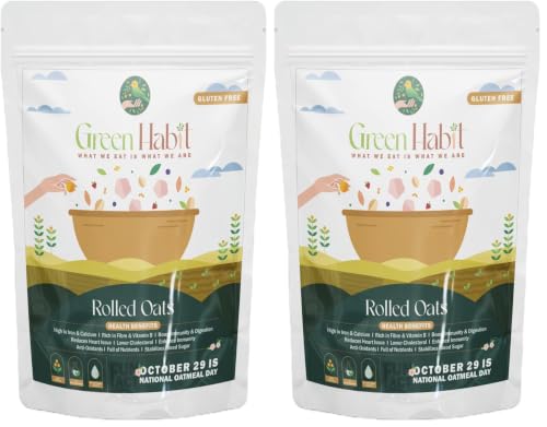 Image of Greenhabit Gluten Free Rolled Oats a.k.a Old-Fashioned Oats 1.5 kg (Certified Gluten-Free Oats for Weight-Loss) (Pack of 2)