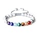 Produktbild coai® Geschenkideen Glücksarmband aus 7 Chakra und Howlith mit Verstellbarem Nylonband Yoga-Armband für Damen und Herren
