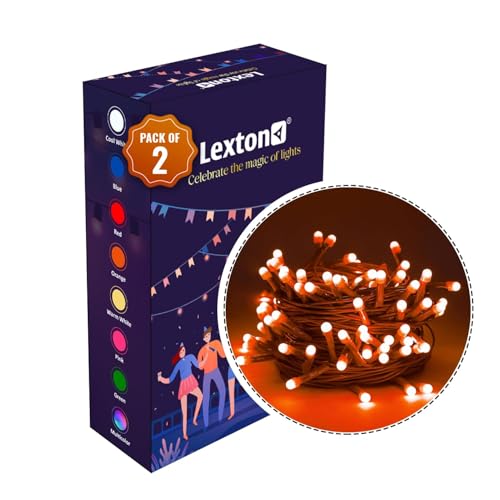 Image of Lexton 40 LED Power Pixel Serial String /Fairy Light | Plug Sourced | Suitable for Home & Outdoor Decoration, Diwali, Christmas, Ramadan, Wedding, Party, Festival (Pack of 2, Orange)
