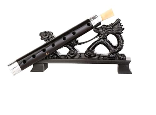 Guanzi Pipe Double Reed Woodwind, Ebony Body with Finger Holes, Spare Reed Included, Traditional Chinese Instrument for Practice Ensemble Stage Performance, 1 Pc with Carry Bag Storage (D key)