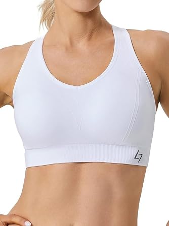 FITTIN Racerback Sports Bra for Women - High Impact Padded Seamless Activewear Bras for Yoga Gym Workout Fitness