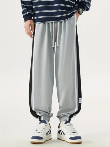 Image of Q - RIOUS Men's Black Colorblock Jogger Sweatpant | Contrast Side Stripe Sportswear | Casual & Gym Wear